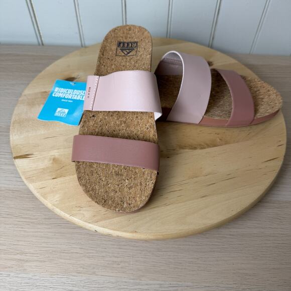 REEF NWT Womens Cushion Vista Slide Sandal Cameo Rose Pink 9 Beach Vacation Surf - Picture 12 of 12